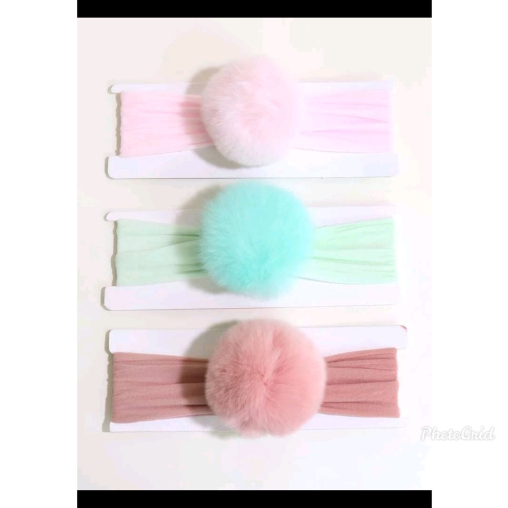 3 pieces baby headband with pompom